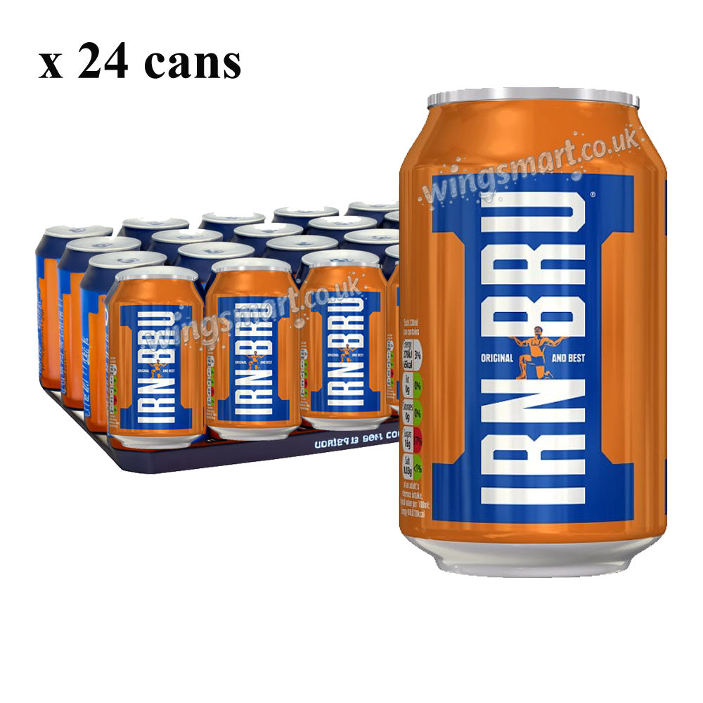 IRN-BRU 330ml Sparkling Soft Drink Can – Flavoured Soda with Sugar & Sweeteners