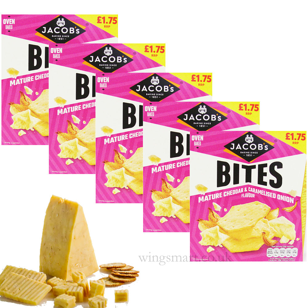 Jacobs Mature Cheddar & Caramelised Onion Flavour Bites 125g PMP (Pack of 5)