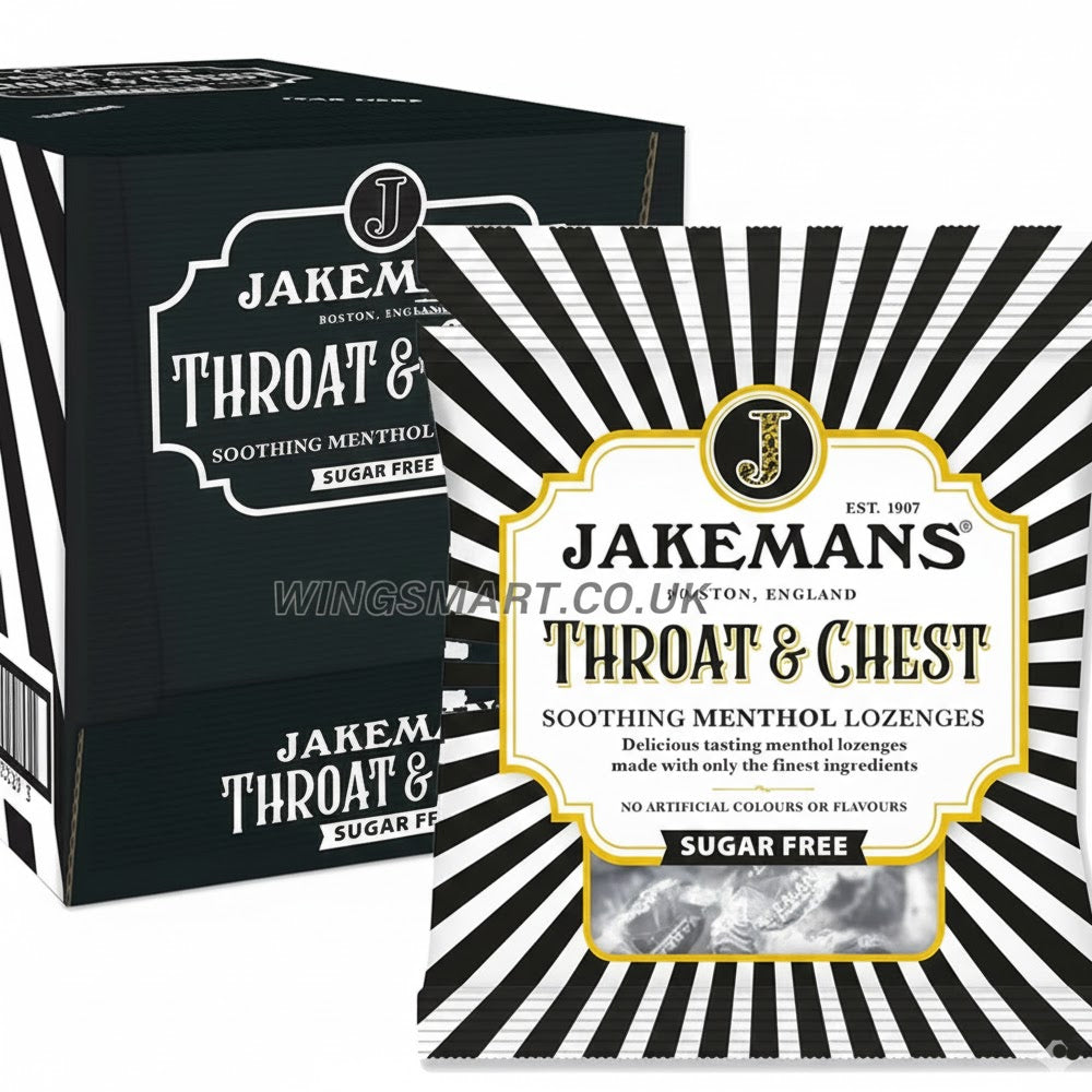 Jakemans Menthol Throat Soothers Sugar Free – 12 x 50g