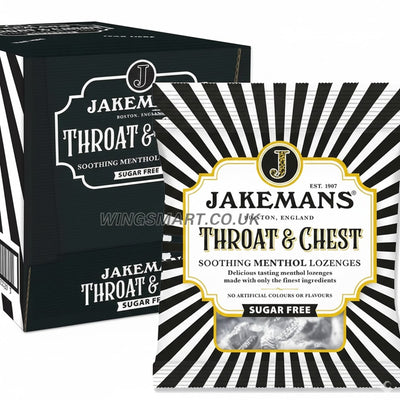 Jakemans Menthol Throat Soothers Sugar Free – 12 x 50g