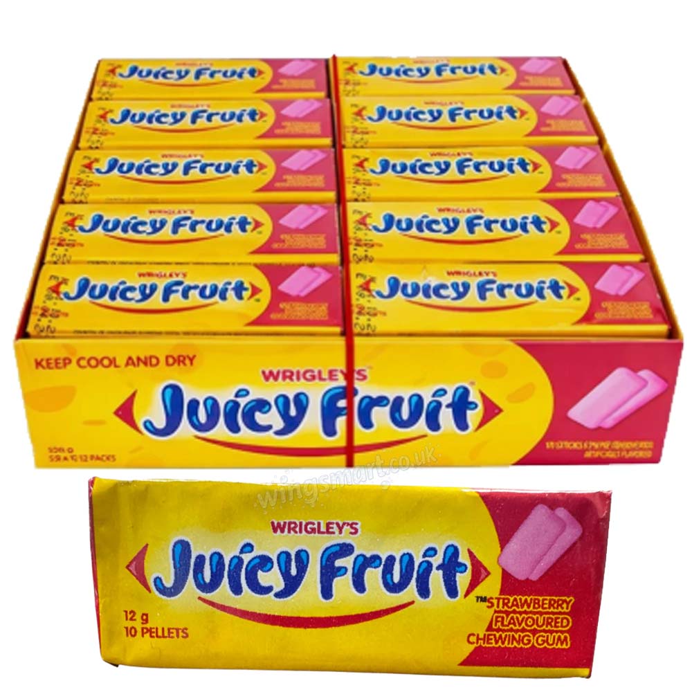 Wrigley's Juicy Fruit Strawberry Chewing Gum 12g (Box of 30 Packs)