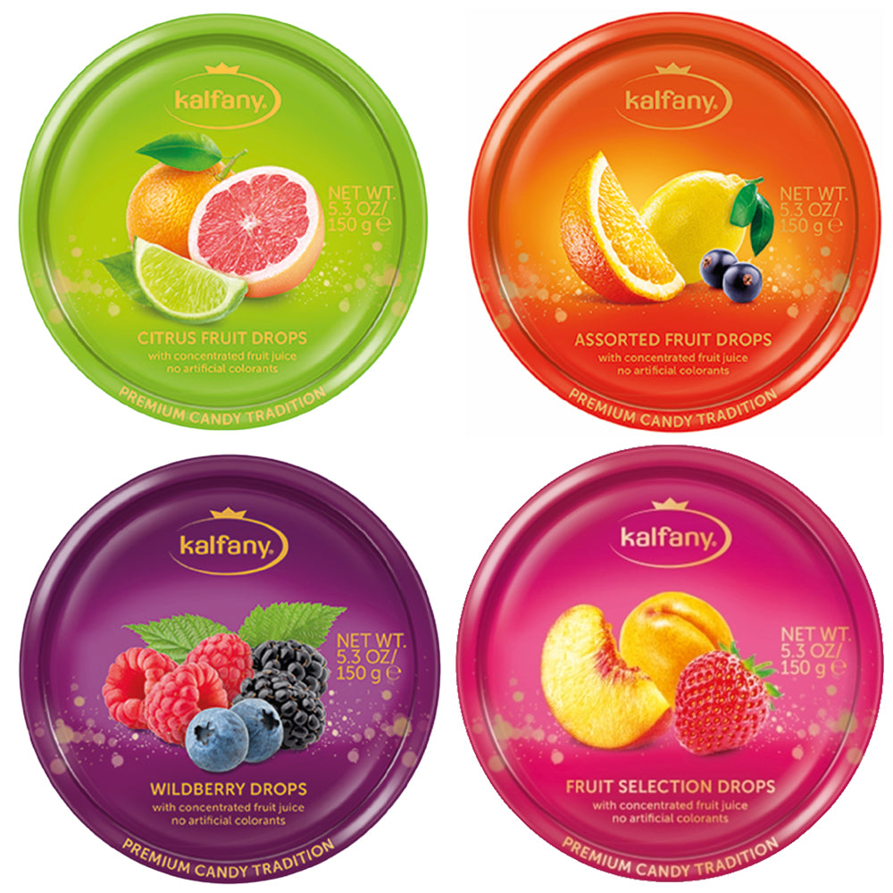 Kalfany Fruit Drops 150g Tin – Assorted Flavours