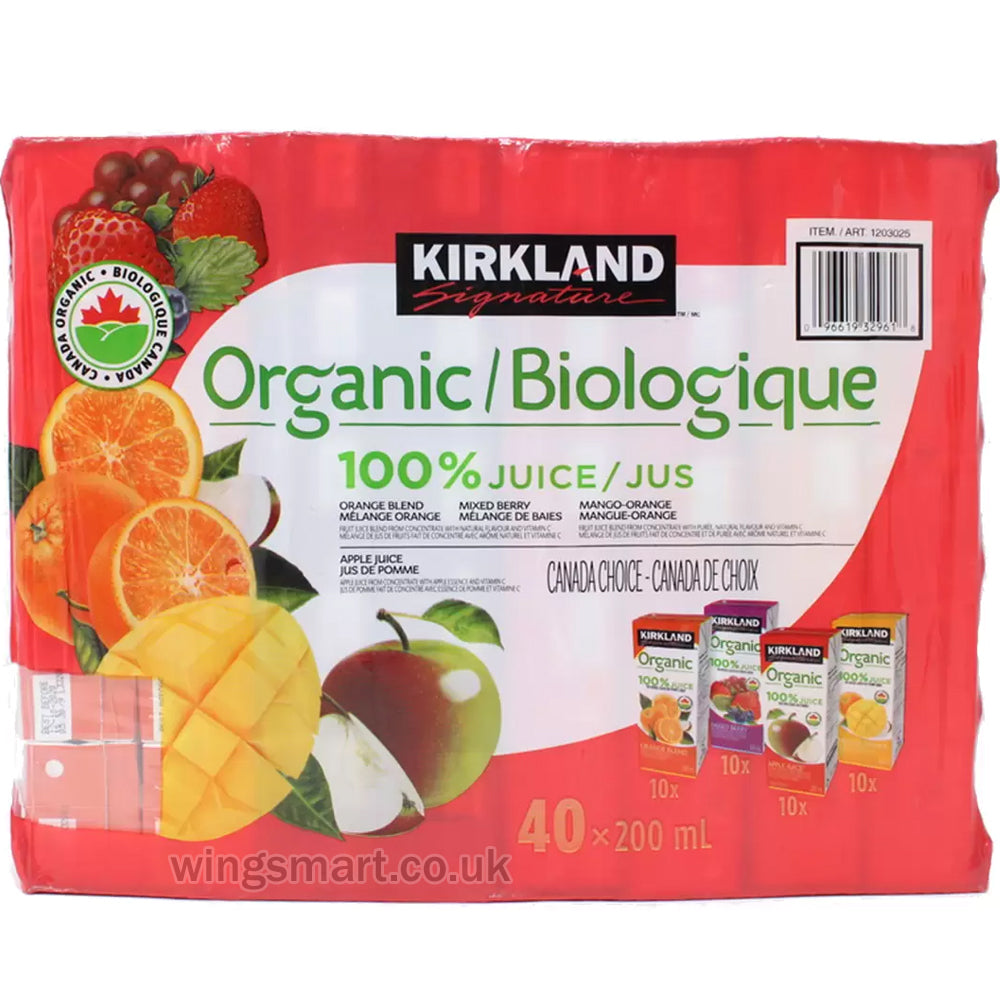 Kirkland Signature Organic Juice Boxes, 40 x 200ml