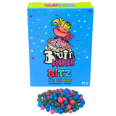 Brain Licker Bitz Fizzy Candy 50g – Pack of 18 Boxes