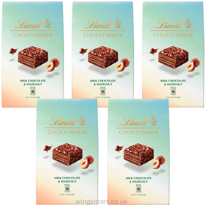 Lindt CHOCO WAFER Milk Chocolate & Hazelnut Sharing Box 135g (Pack of 5)