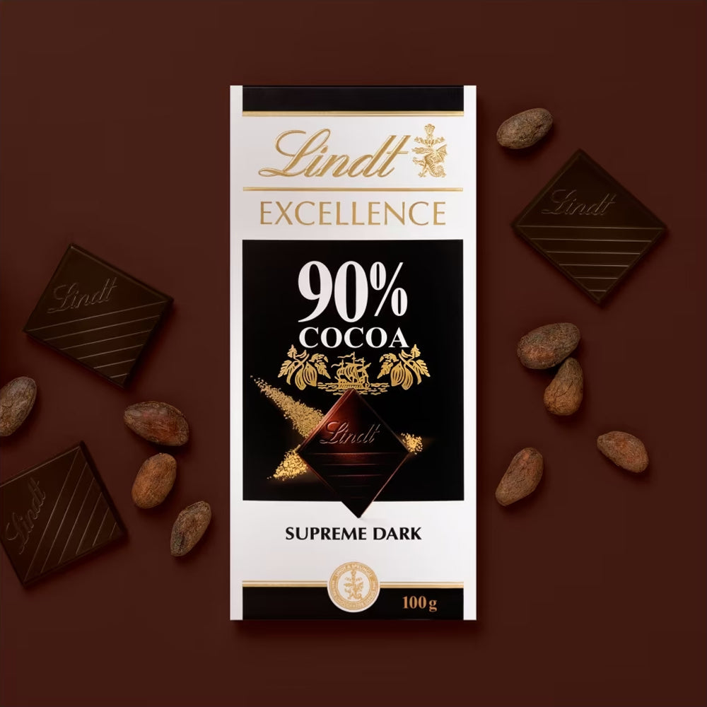 Lindt Excellence Intense Dark 90% Cocoa Chocolate Bar 100g