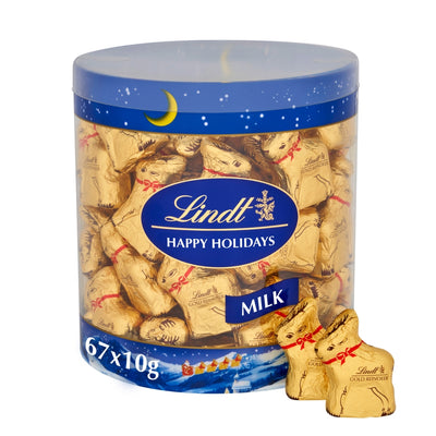 Lindt Gold Reindeer Christmas Milk Chocolate 670g Drum(Each 10g)