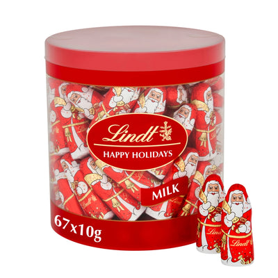 Lindt Milk Chocolate Santa Mini 670g Drum(Each 10g)