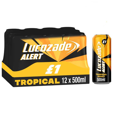Lucozade Alert Tropical Burst Energy Drink 500ml PMP (Case of 12)