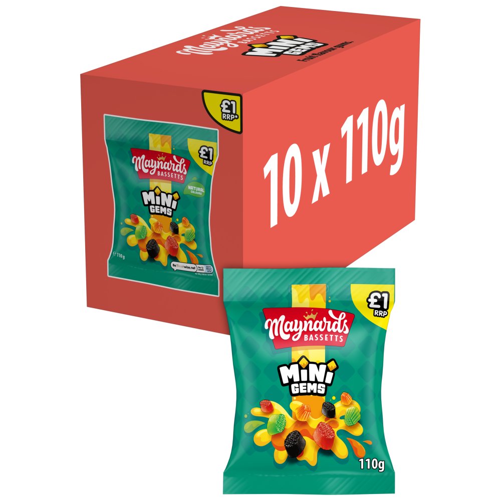 Maynards Bassetts Mini Gems Sweets 110g (10 Pack)