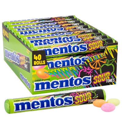 Mentos Sour Tones Chewy Dragees Roll 38g – 20 or 40 Rolls