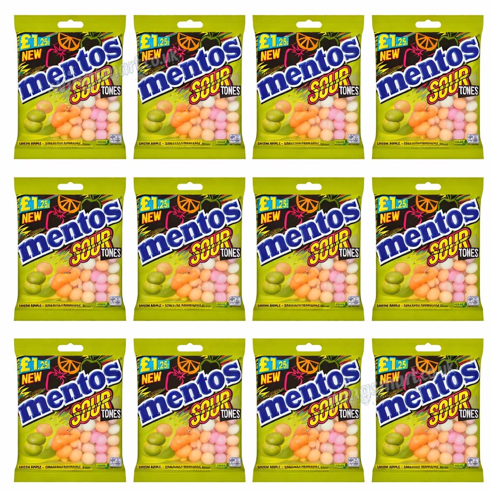 Mentos Sour Tones Chewy Dragees Bag 135g PMP – Case of 12