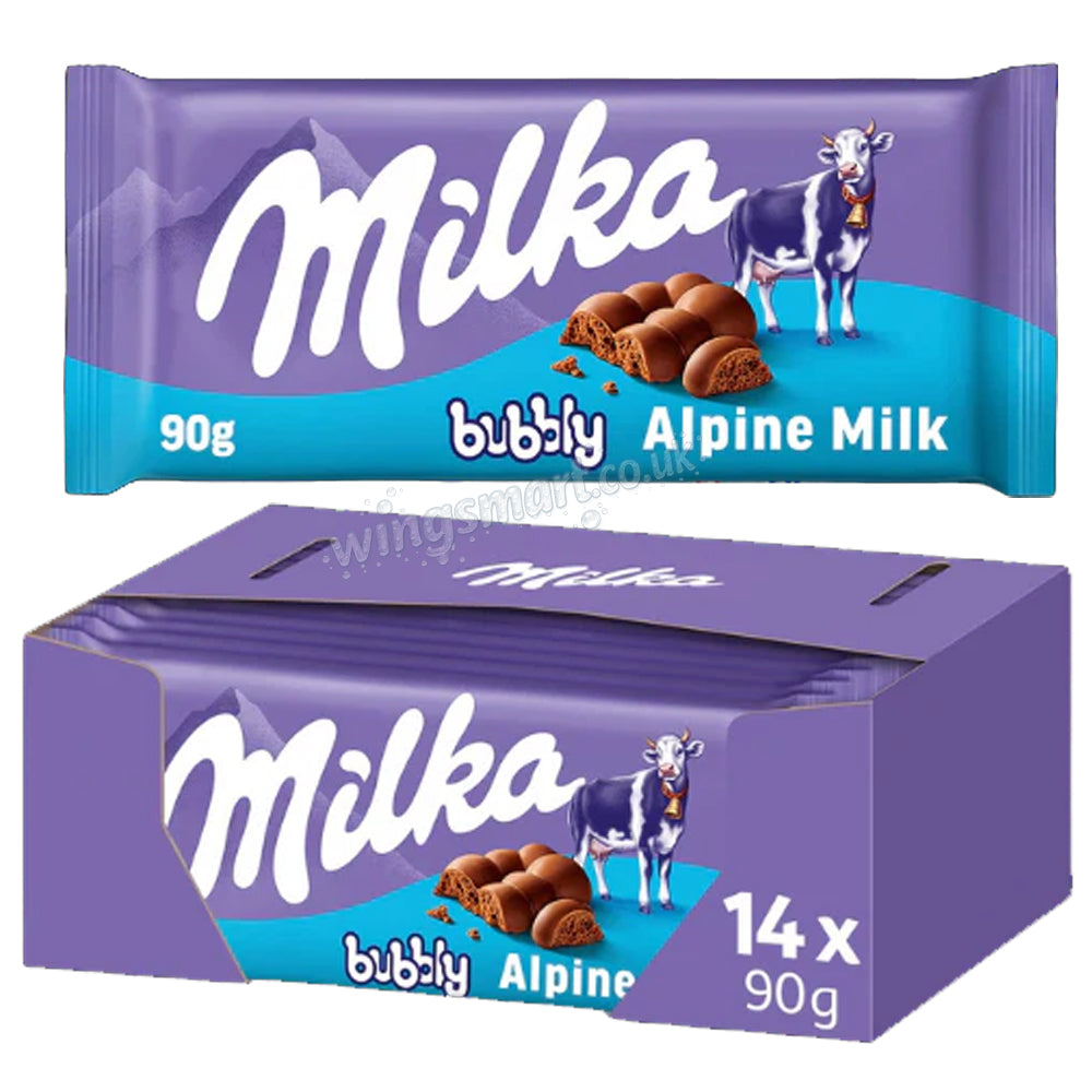 Milka Bubbly Milk Chocolate Bar 14x90g – Smooth & Bubble Milk Chocolate Delight