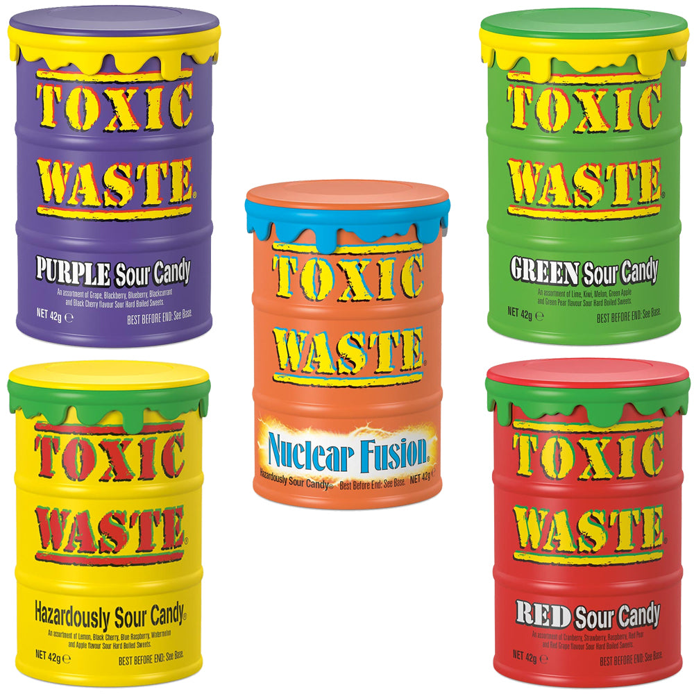 Toxic Waste Sour Candy Drums – 12 x 42g Tubs