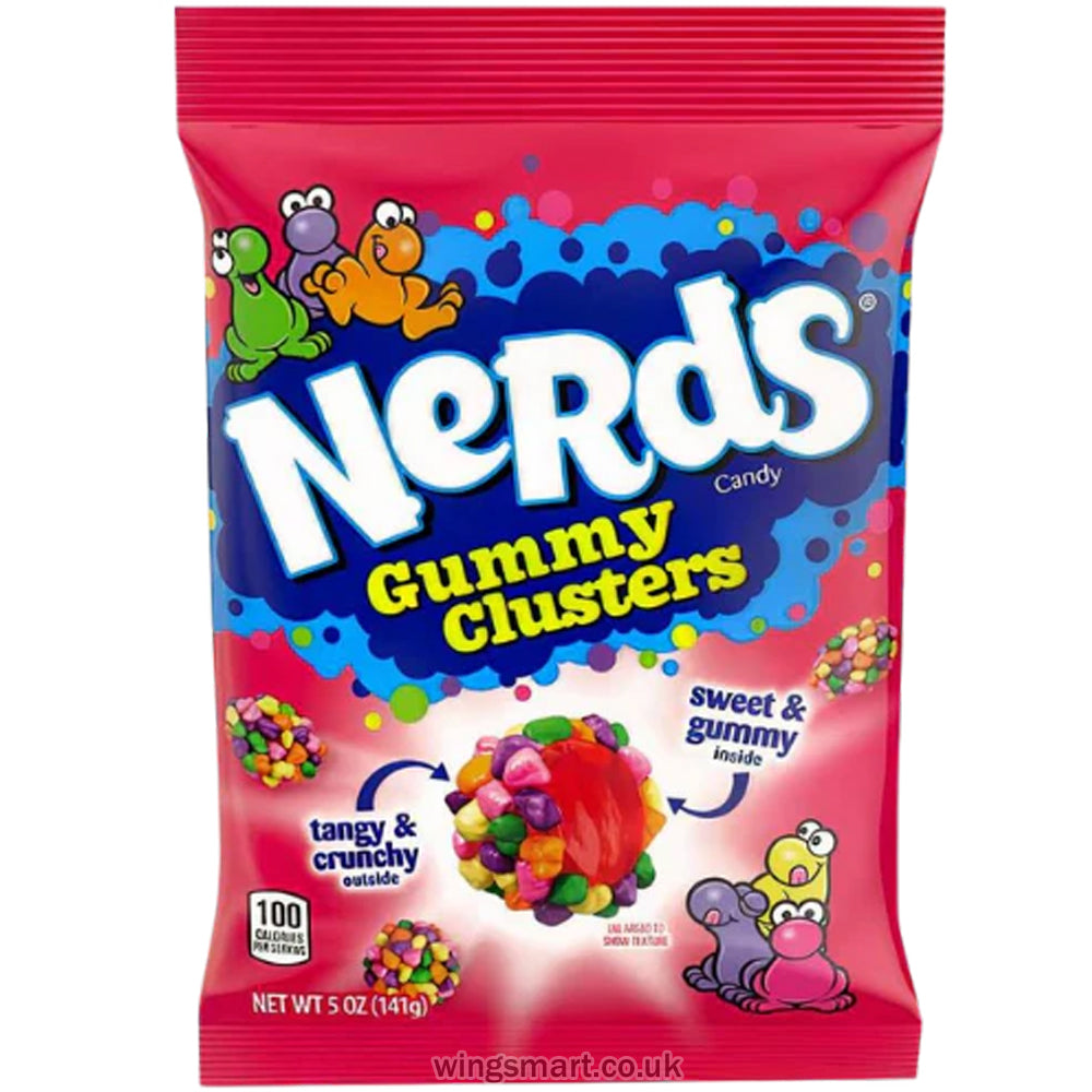 Nerds Rainbow Medium Gummy Clusters Peg Bag 141g (Pack of 12)