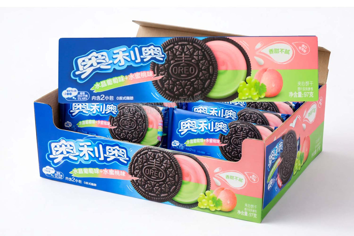 Oreo Grape & Peach Cream Sandwich Biscuits 97g (12 Pack) – Japanese Edition