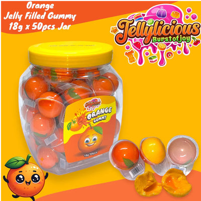 Orange Jelly Filled Gummy Jar - 50pcs (Each 18g)