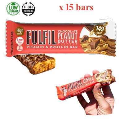 FULFIL Vitamin & Protein Bars 40g Chocolate Peanut Butter, Salted Caramel, Peanut & Caramel & Brownie Flavours