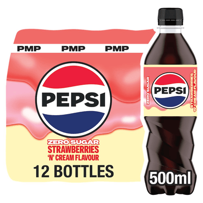 Pepsi Strawberries 'N' Cream Flavour PMP Bottles 500ml (Case of 12)
