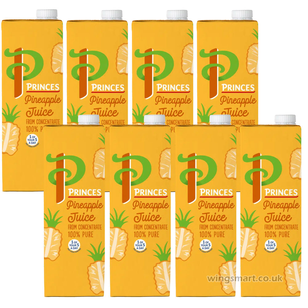 Princes 100% Pure Juices – Case of 8 (Pineapple, Orange & Apple) 1 Litre
