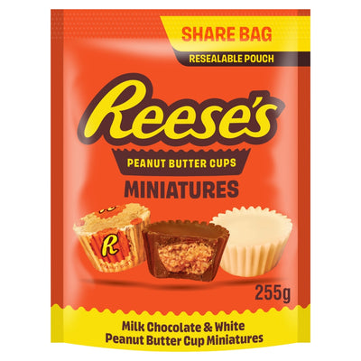 Reese's Peanut Butter Miniatures Share Pouch Milk & White Cups 255g