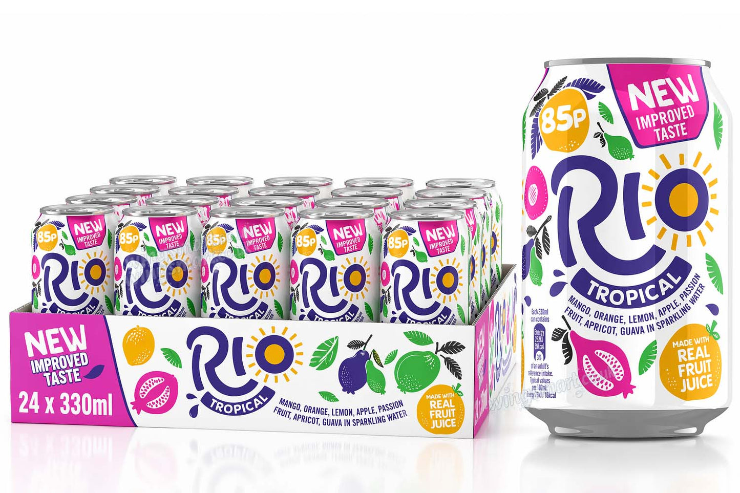 Rio Tropical Sparkling Fruit Drink 330ml 24 Pack