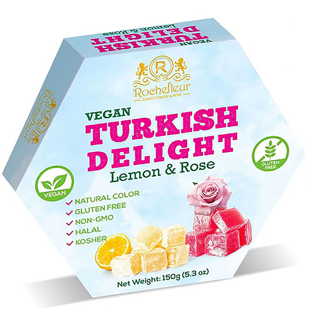 Turkish Delight Rose & Lemon Gift Box 150g – Rochefleur (4 Packs)