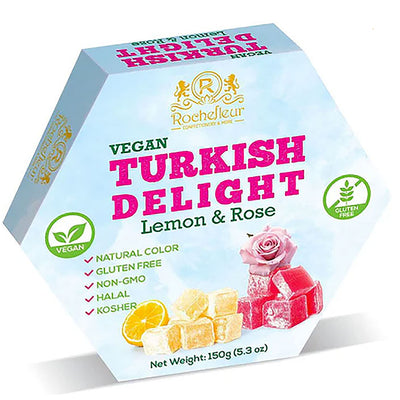 Turkish Delight Rose & Lemon Gift Box 150g – Rochefleur (4 Packs)