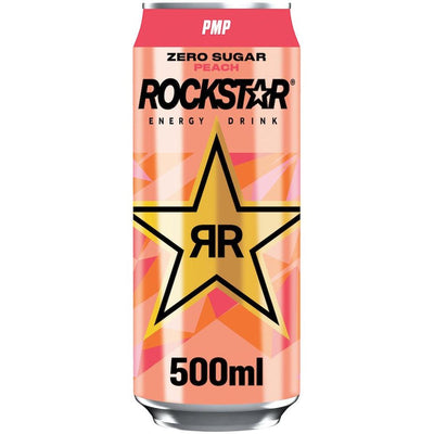 Rockstar Peach Energy Drink Can PMP 500ml x 12