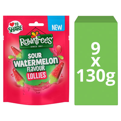 Rowntree's Lollies Sour Watermelon Flavour Sweets 130g x 9 Pack Sharing Bags