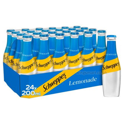 Schweppes Lemonade Sparkling Soft Drink 24 x 200ml Lemon Flavour Glass Bottles Drink