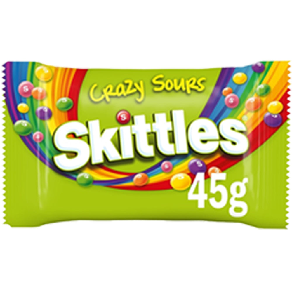 Skittles Vegan Chewy Crazy Sour Sweets Fruit Flavoured Bag 45g (Box of 36)