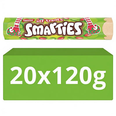 Smarties Elf Treats Milk Chocolate – Giant Tube 120g | Box of 20 | Best Before - 10/2026