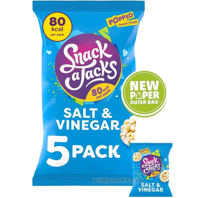Snack A Jacks Salt & Vinegar Crisps Multipack - 5 x 19g Bags (Box of 6)