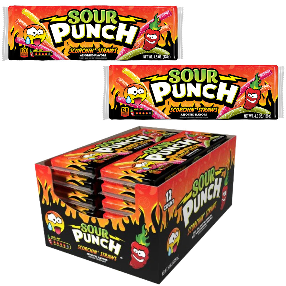 Sour Punch Scorchin Straws Pack 128g