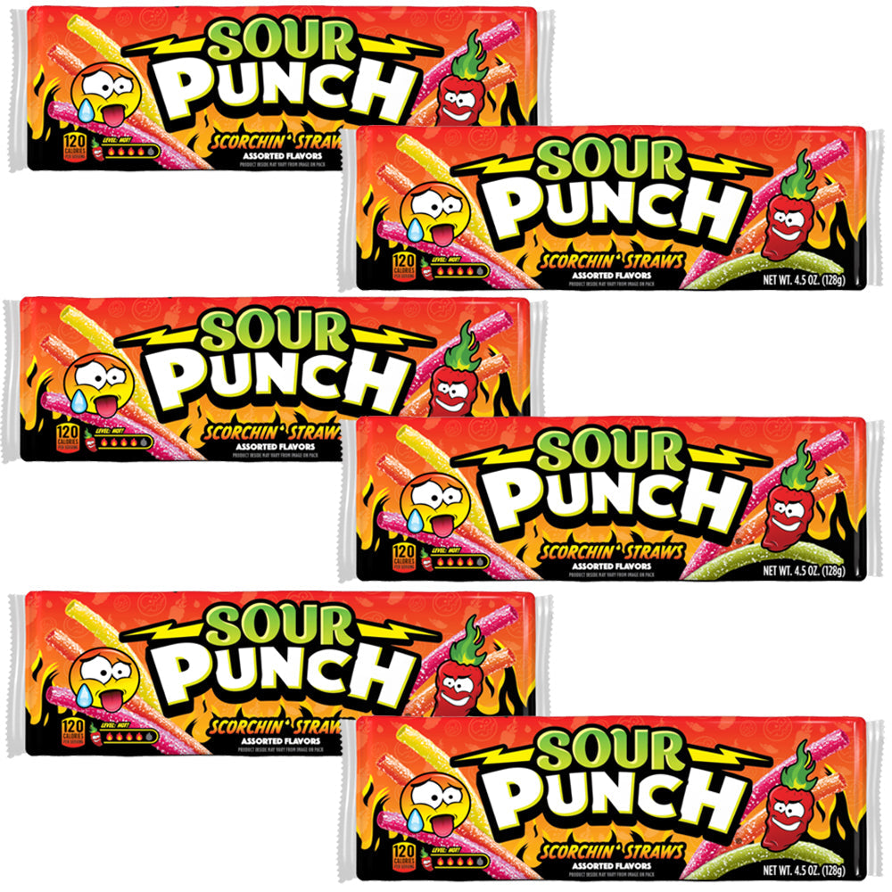 Sour Punch Scorchin Straws Pack 128g