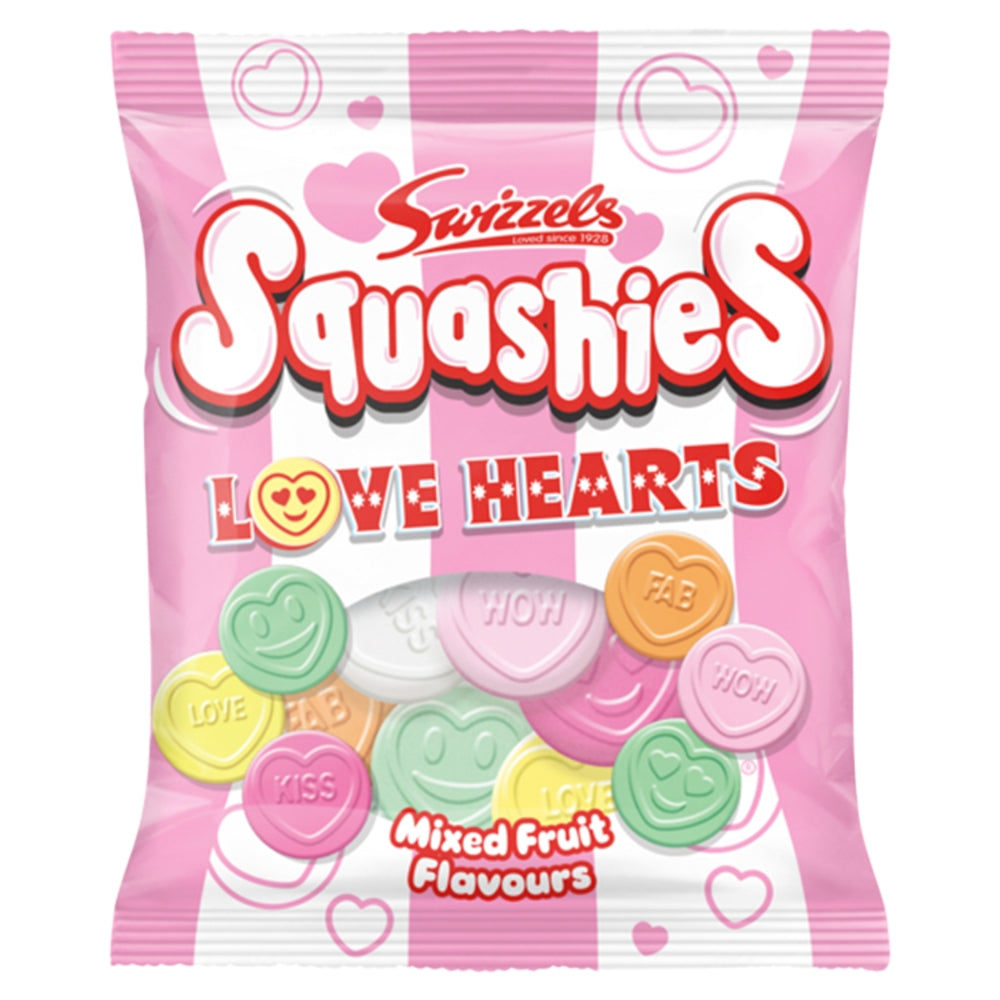 Swizzels Squashies Love Hearts Mixed Fruit Flavour 120g – Pack of 12
