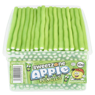 Sweetzone Pencil Sweets Tub 100 Pieces Assorted Flavours Halal Candy 1.1kg Tub
