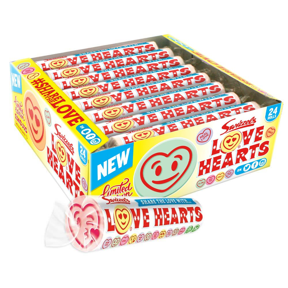 Swizzels Love Heart 39g Rolls (Box of 24)
