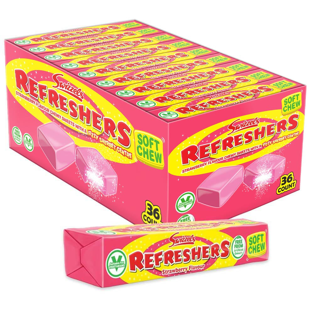 Swizzels Refreshers Strawberry Chews Stick Pack 43g (Box of 36)