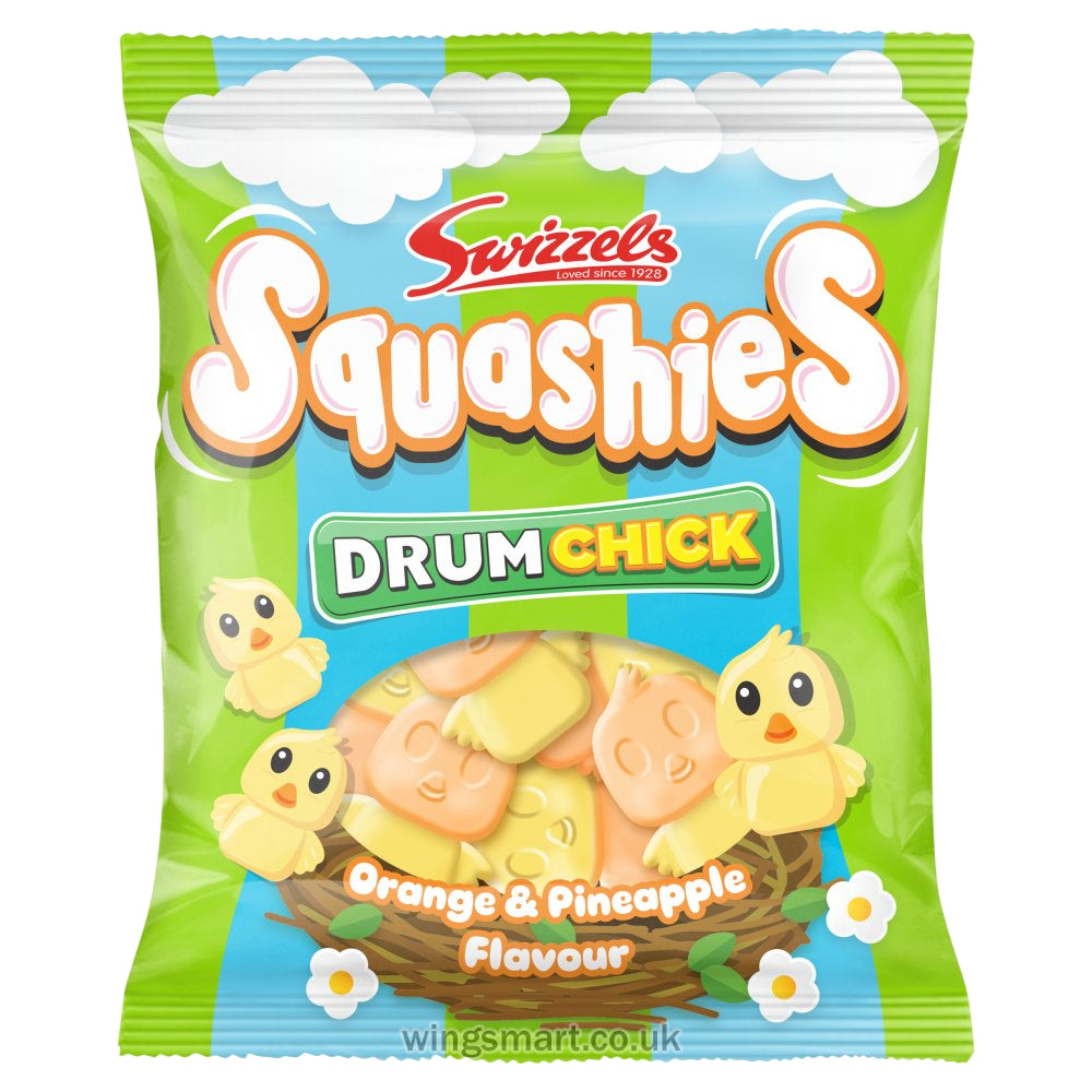 Swizzels Squashies Drum Chick Orange & Pineapple Flavour 120g (Box of 12)