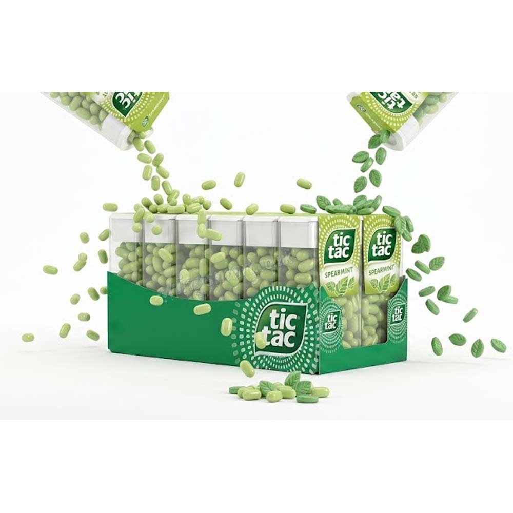 Tic Tac Spearmint Maxi Pack Mint Sweets 24 x 18g Refreshing Breath Freshener