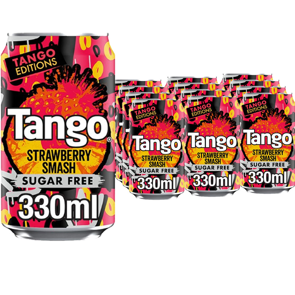 Tango Strawberry Smash Sugar Free Can 330ml 12 cans and 24 cans