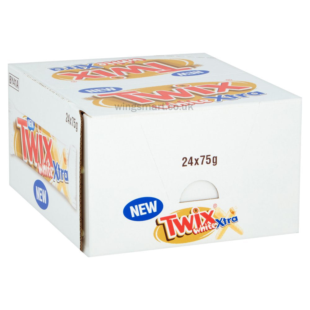 Twix Xtra White Chocolate Biscuit Twin Bars 75g (Box of 24)