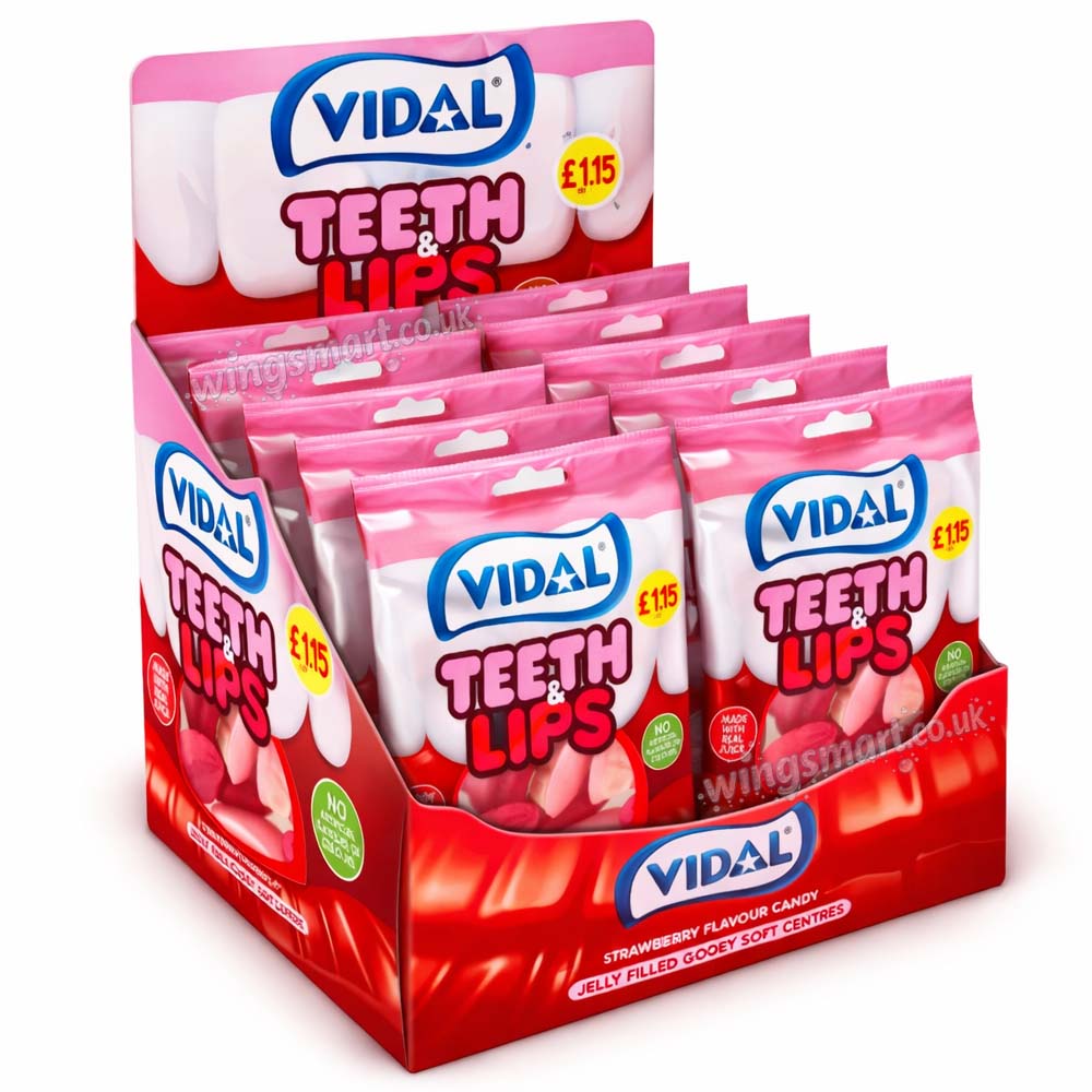 Vidal Teeth & Lips Strawberry Candy 140g – Case of 10