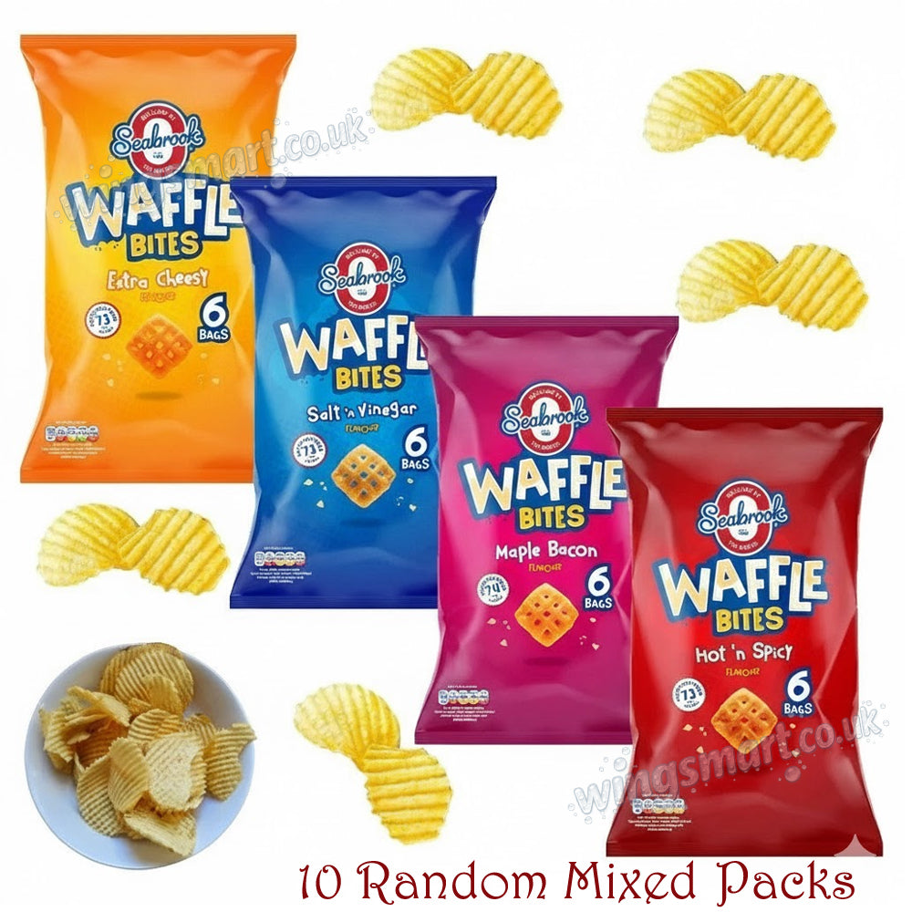 Seabrook Waffle Bites Crisps 96g Multipack – Crunchy Loaded Flavours (4 Varieties Available)