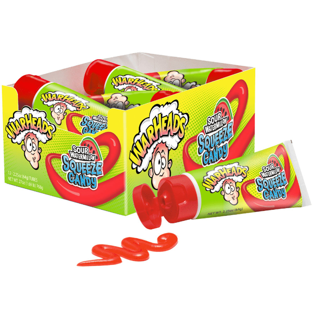 Warheads Sour Watermelon Squeeze Candy Tube 64g (Pack of 12)
