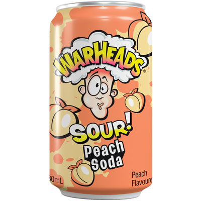 Warheads Sour Peach Soda Cans 330ml (Pack of 12)