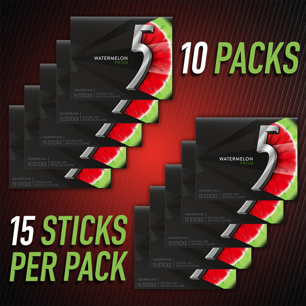 5 Gum Watermelon Prism Sugarfree – 15pc / 10ct