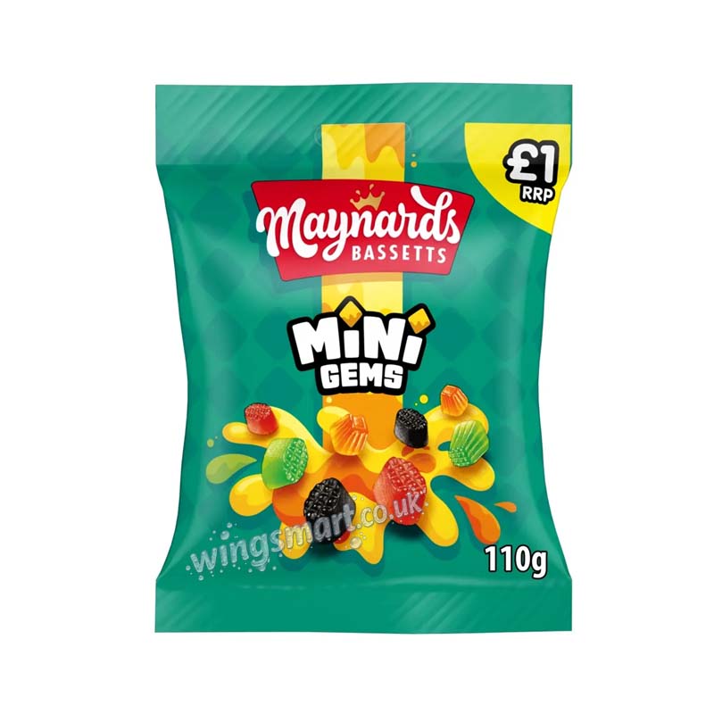 Maynards Bassetts Mini Gems Candy Bag 110g PMP (Pack Of 10)